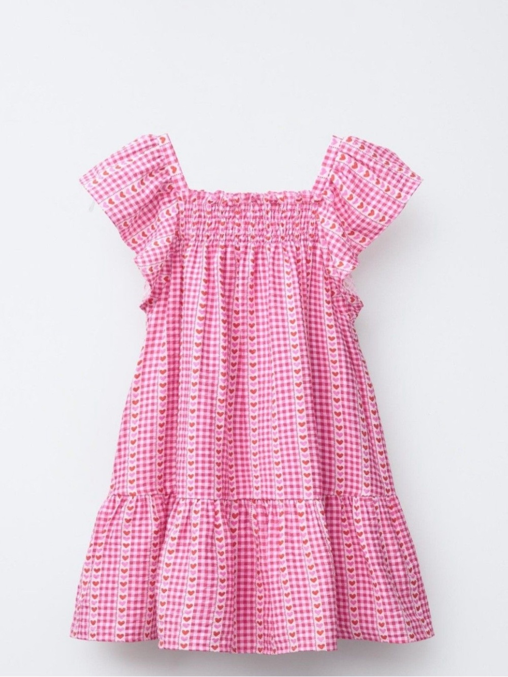 Zara Pink Gingham Heart-Stripe Ruffle Sundress